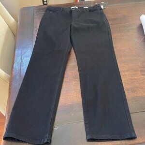 Nine West Women's Black Jeans 12 Gramercy Slim Straight 9" Rise 33" Waist NEW